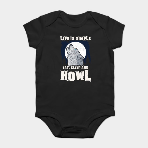 Eat, Sleep and Howl Wolf Vintage Grunge Halloween Baby Bodysuit by creative